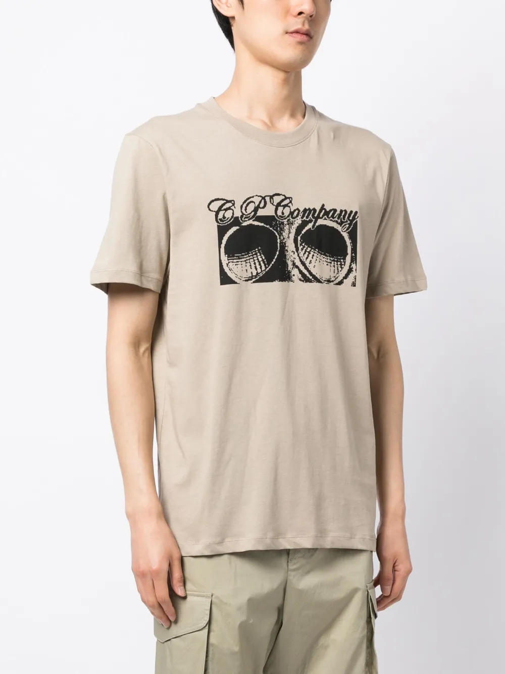 Shop C.p. Company Graphic-print Cotton T-shirt In Brown