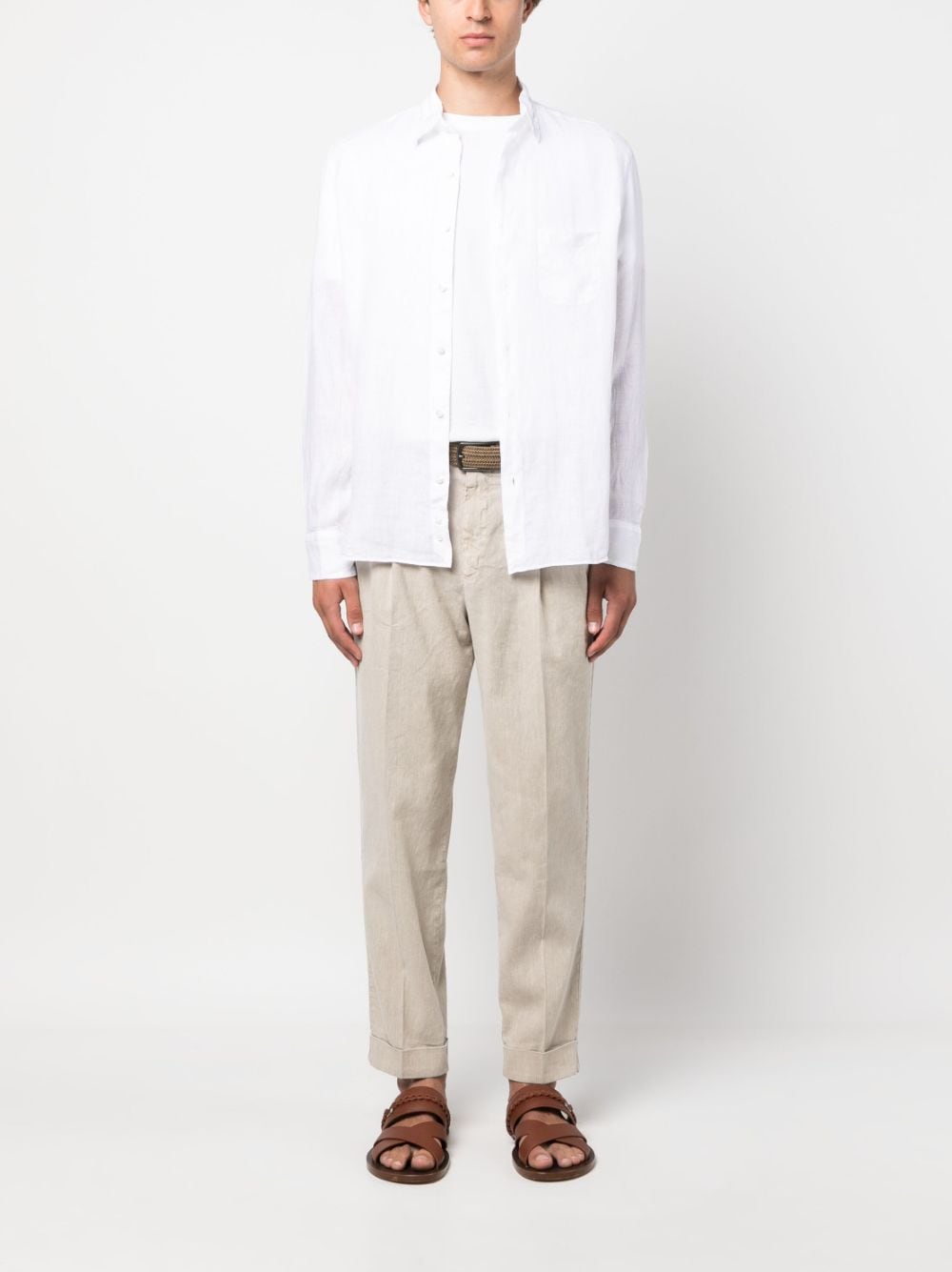 PENINSULA SWIMWEAR long-sleeve linen shirt - Wit