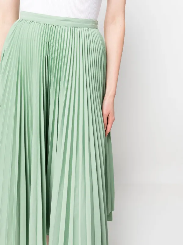 Green pleated hotsell skirt silk