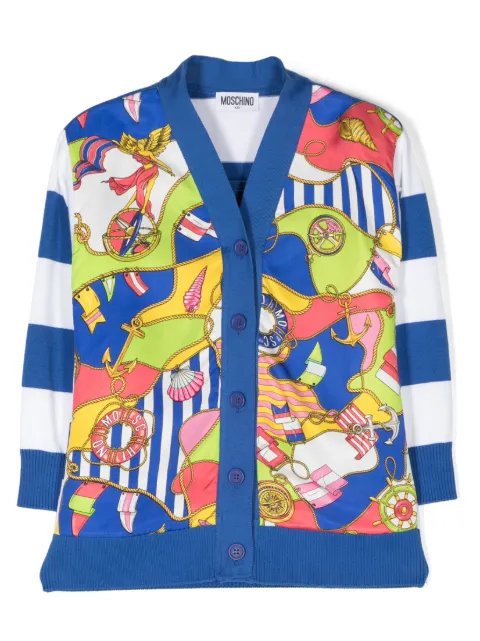 Moschino Kids nautical-print striped cardigan