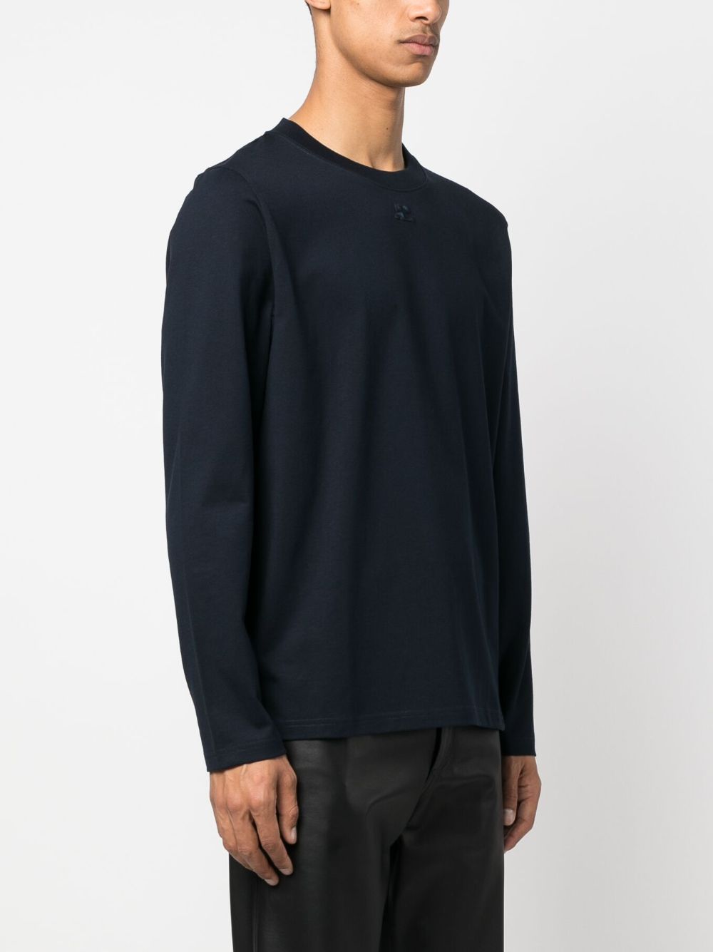 Shop Courrèges Logo-embroidered Cotton Sweatshirt In Blue