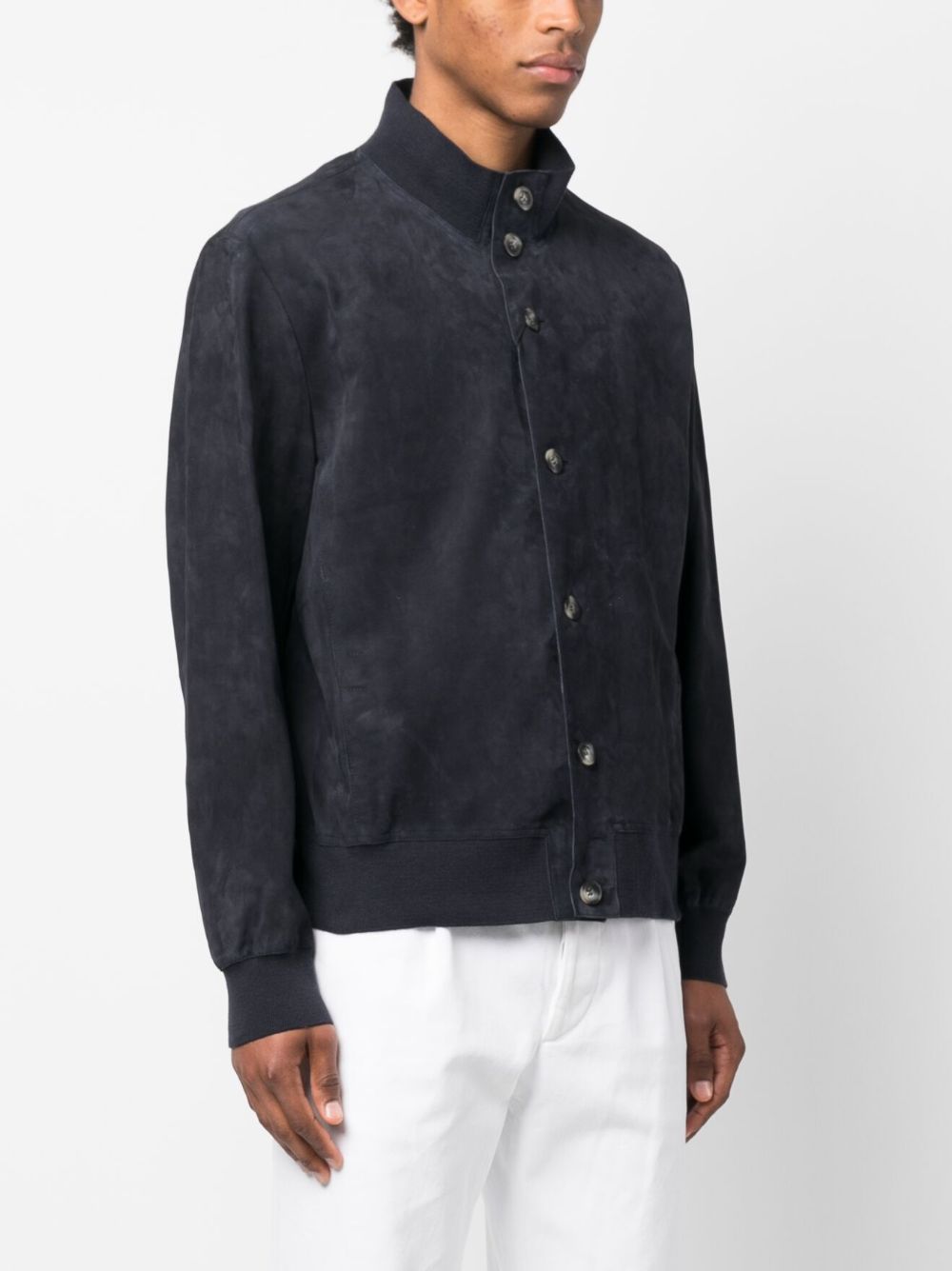 Arma Suede Leather Bomber Jacket In Blue | ModeSens