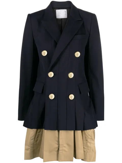 sacai layered double-breasted coat