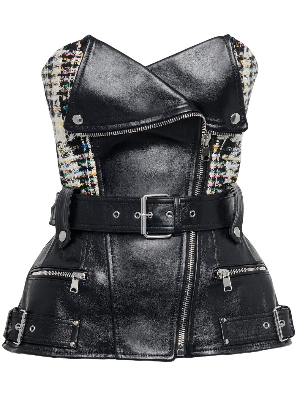 Alexander McQueen Hybrid Biker Bustier Top - Farfetch