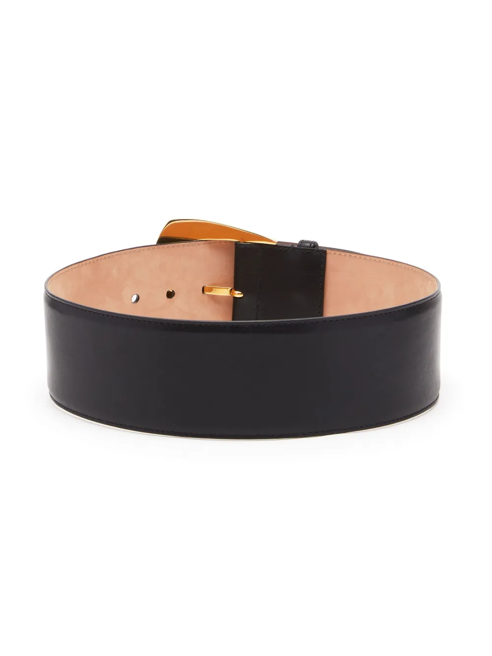 Alexander Mcqueen Belt With Geometric Buckle In And Antiqued Gold In Black