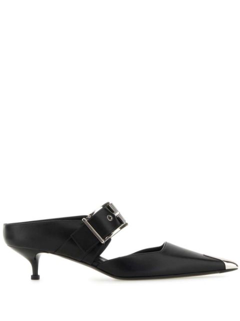 Alexander McQueen Punk Buckle 40mm leather mules Women