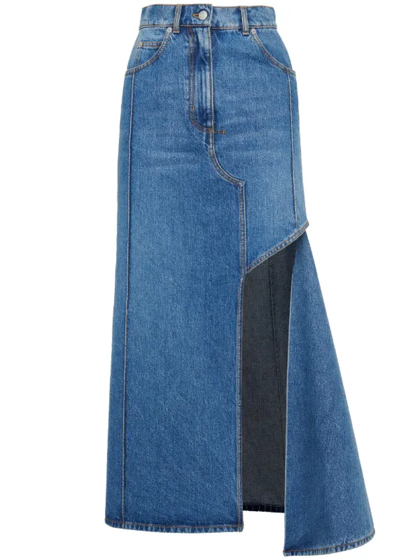 Alexander mcqueen denim skirt sales
