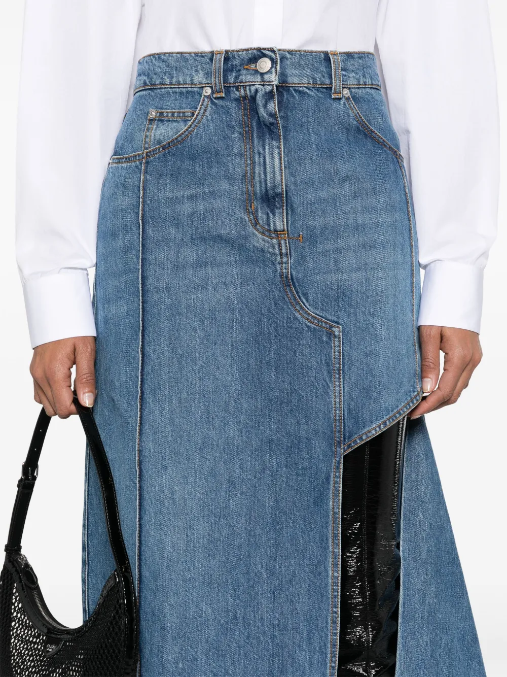 Affordable Alexander McQueen Slashed denim midi skirt Women