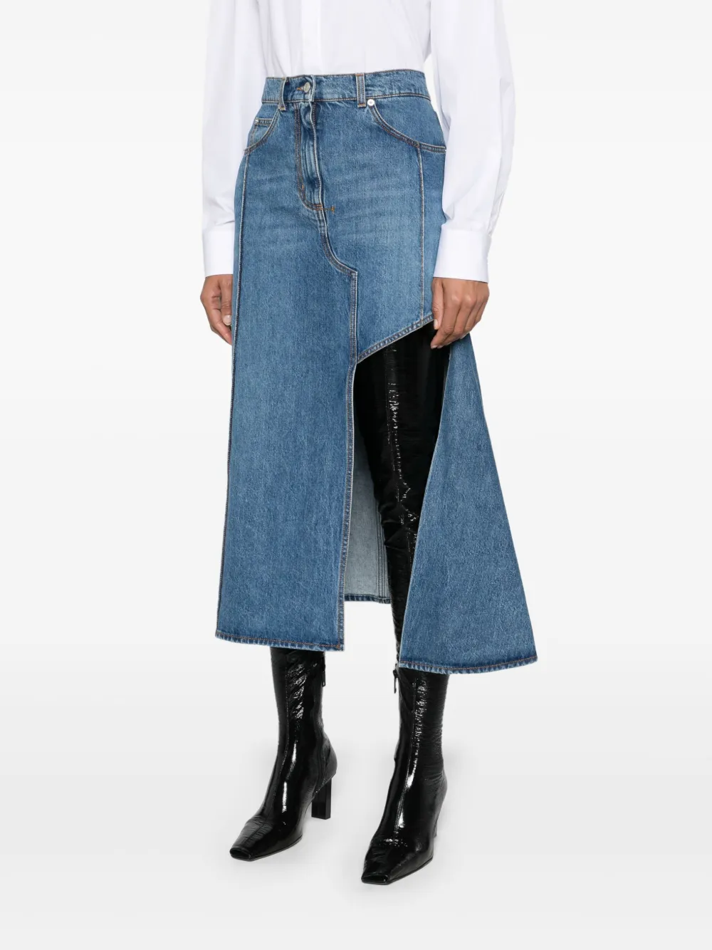 Affordable Alexander McQueen Slashed denim midi skirt Women