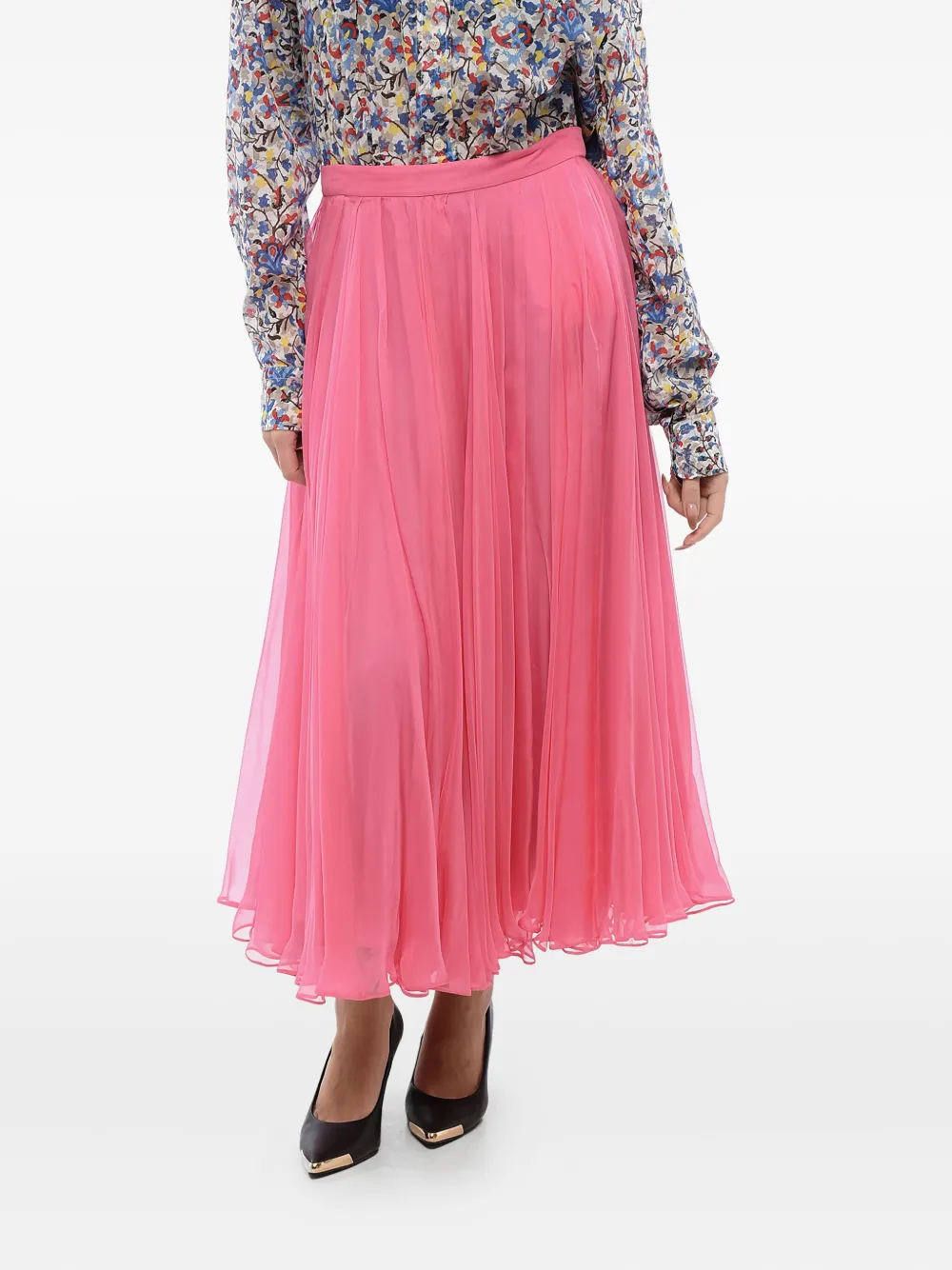 pleated midi skirt