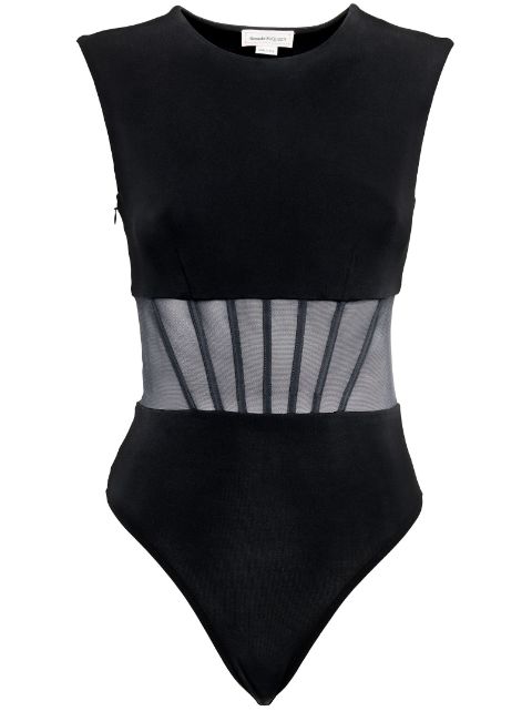 Alexander McQueen hybrid sheer-panel bodysuit