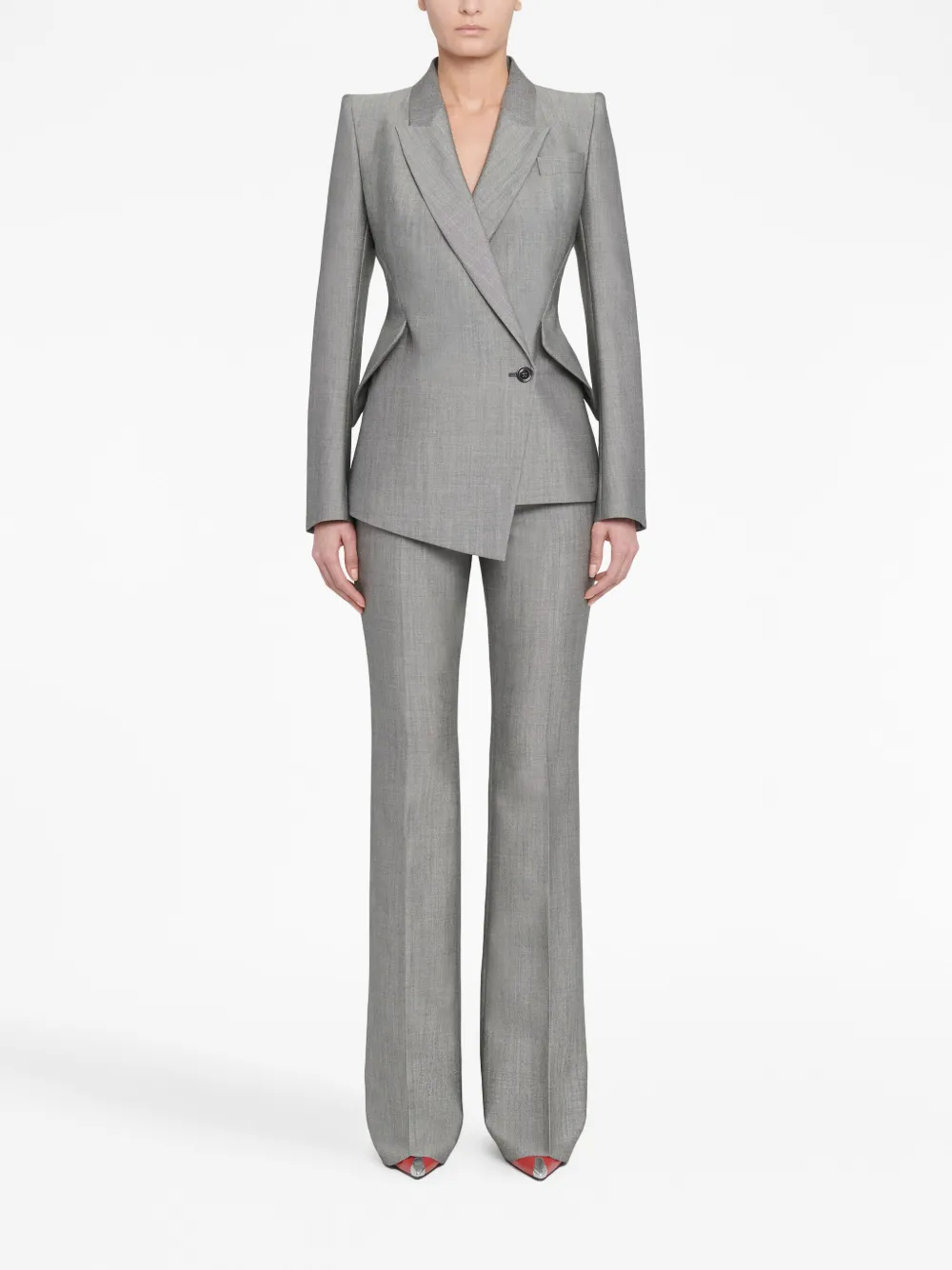 Alexander McQueen Blazer met enkele rij knopen - Grijs