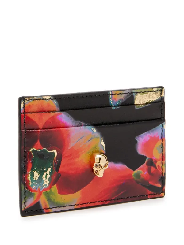 Alexander McQueen Solarised Orchid Skull Cardholder | Black | FARFETCH