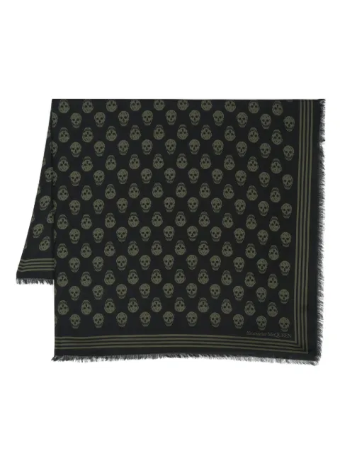 Alexander McQueen skull-print frayed scarf Men