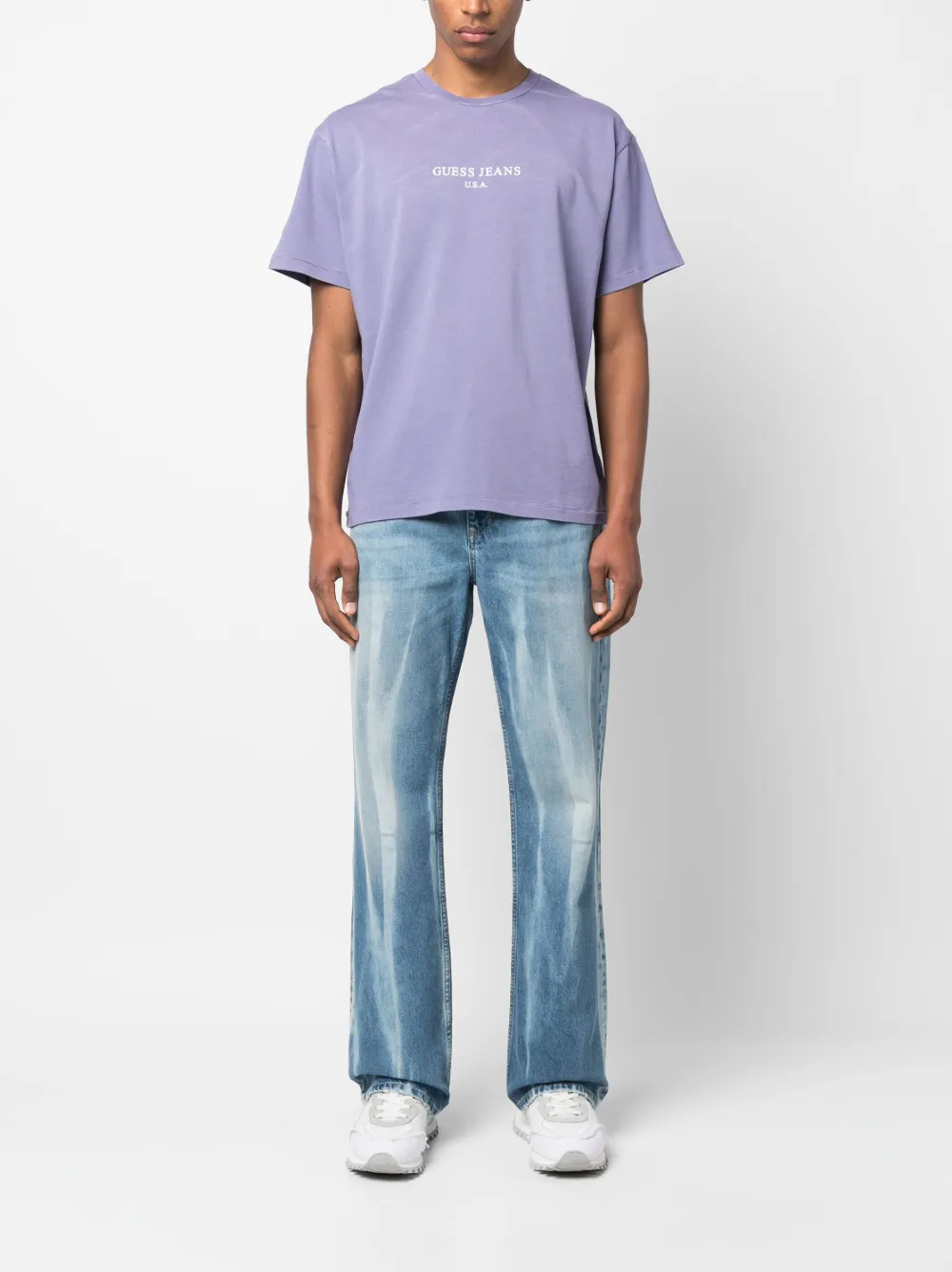 GUESS USA T-shirt met logoprint - Paars