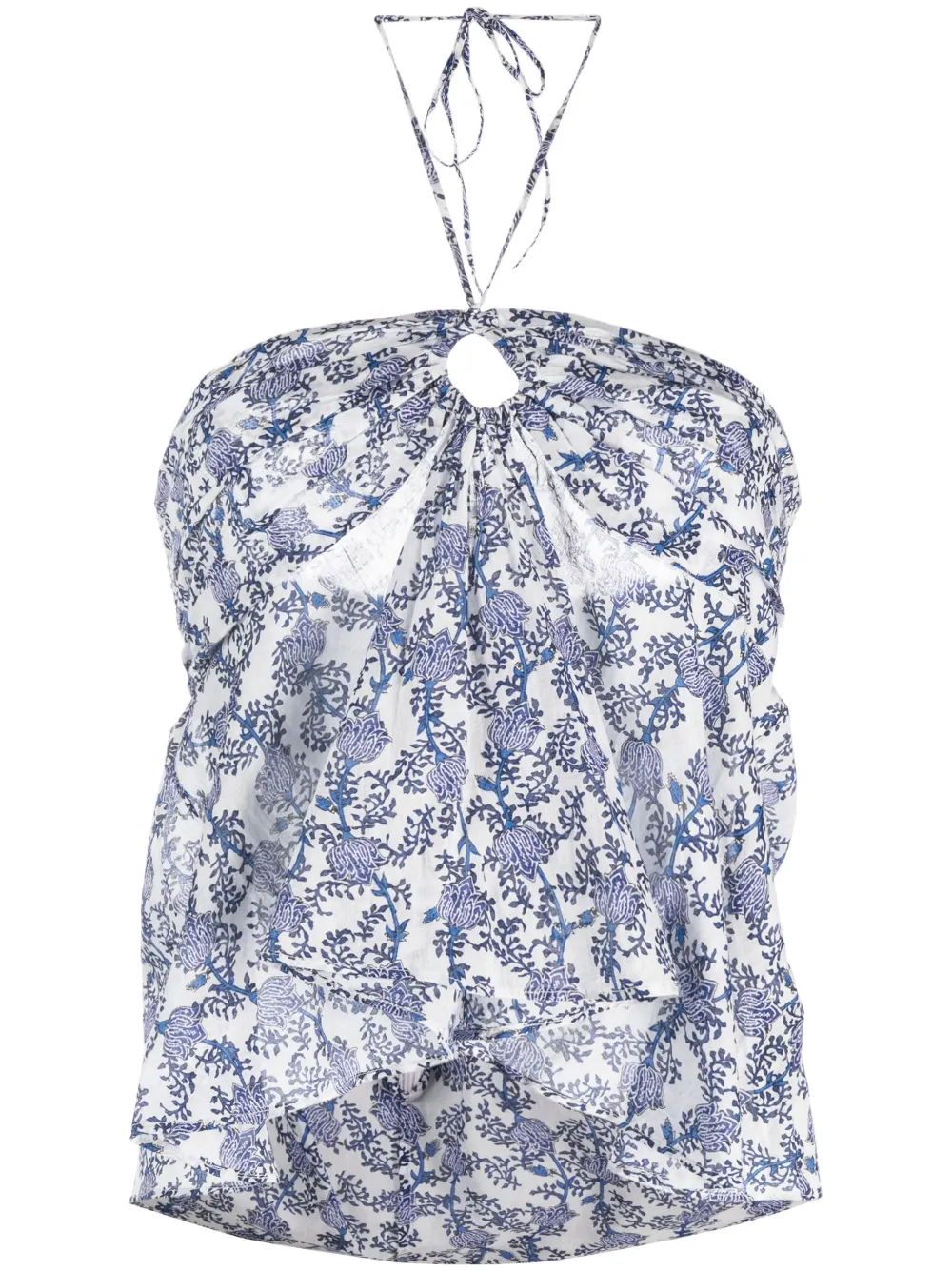 Isabel Marant Gabao Floral-print Cotton Blouse In Weiss