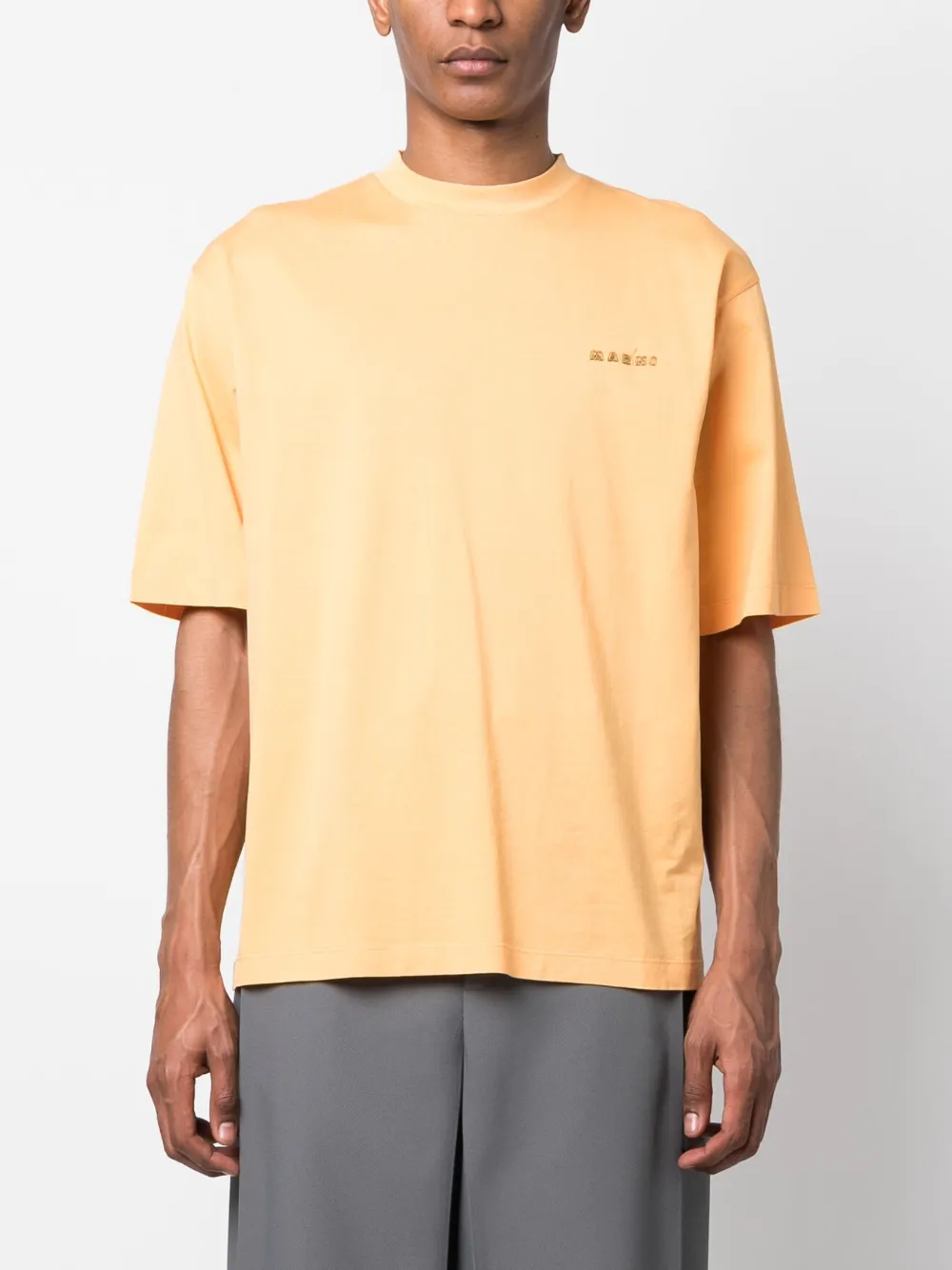 Shop Marni Graphic-print Cotton T-shirt In Orange