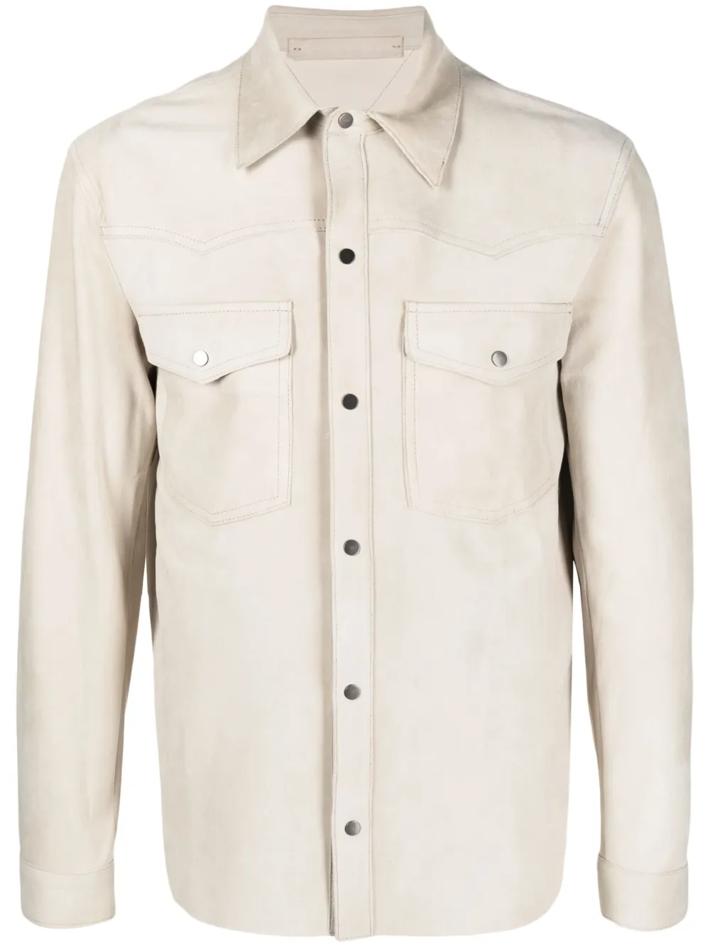 Salvatore Santoro Press-stud Leather Shirt Jacket In Avorio | ModeSens