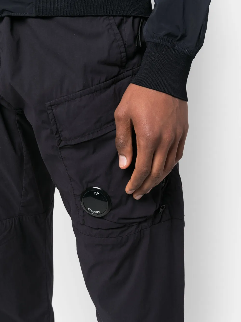 C.p. Company Logo-patch Tapered Trousers In Blau