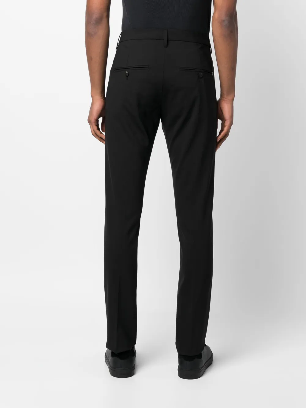 Shop Dondup Virgin-wool Tailored Trousers In Schwarz