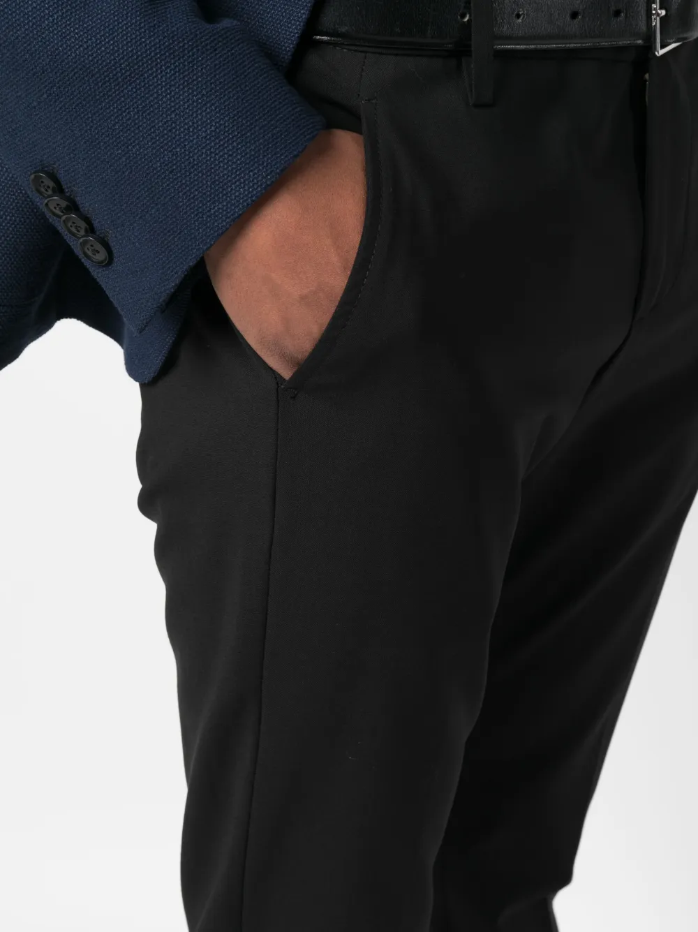 Shop Dondup Virgin-wool Tailored Trousers In Schwarz