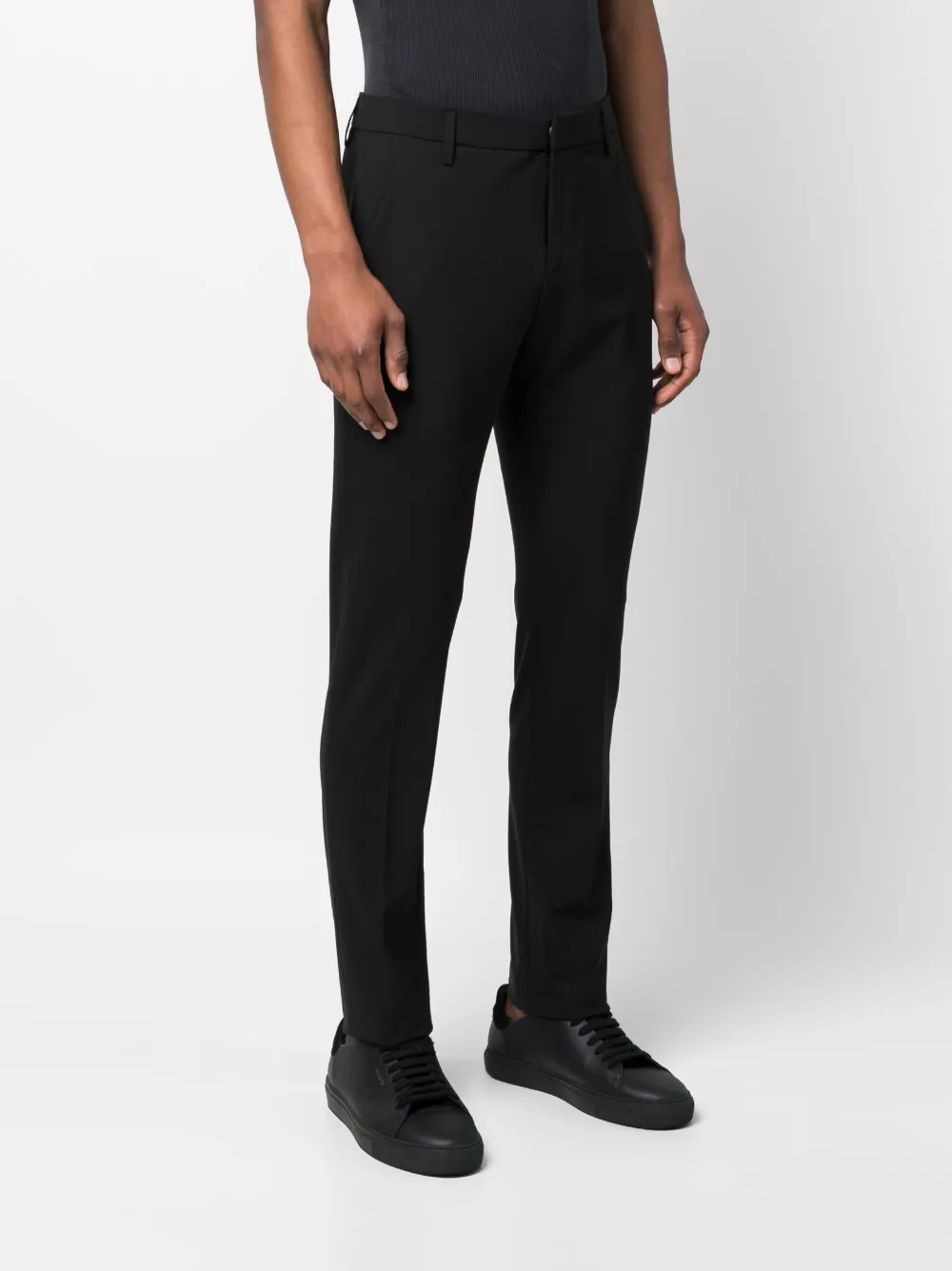 Dondup Tapered Virgin-wool Trousers In Schwarz