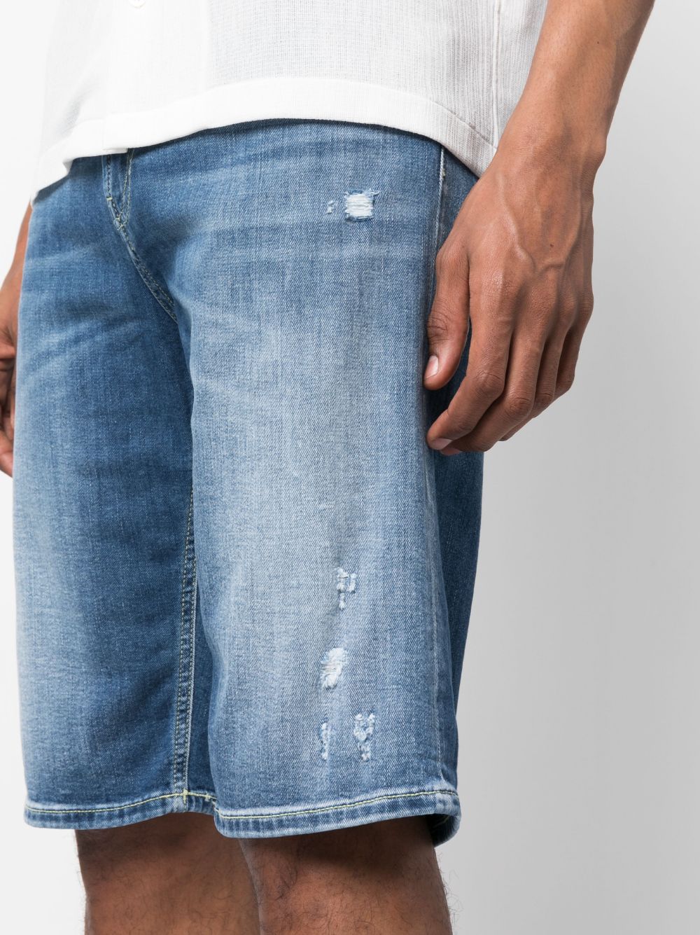Shop Dondup High-waist Denim Bermuda Shorts In Blue