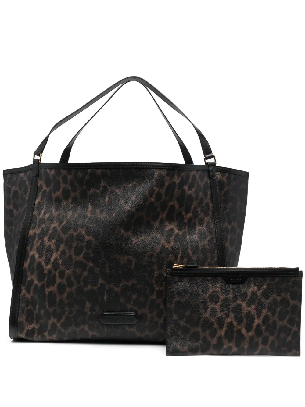 Tom Ford Leopard-print Shoulder Bag In Black