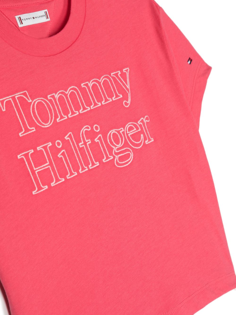 Shop Tommy Hilfiger Junior Front Embroidered-logo T-shirt In Pink