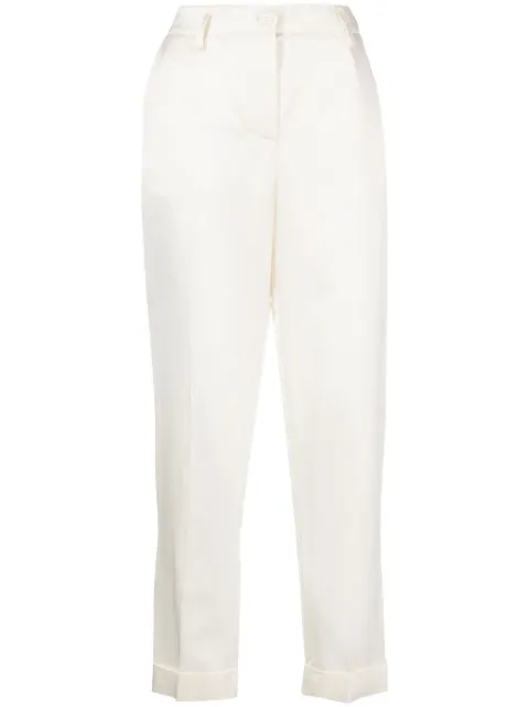 P.A.R.O.S.H. satin-finish mid-rise trousers