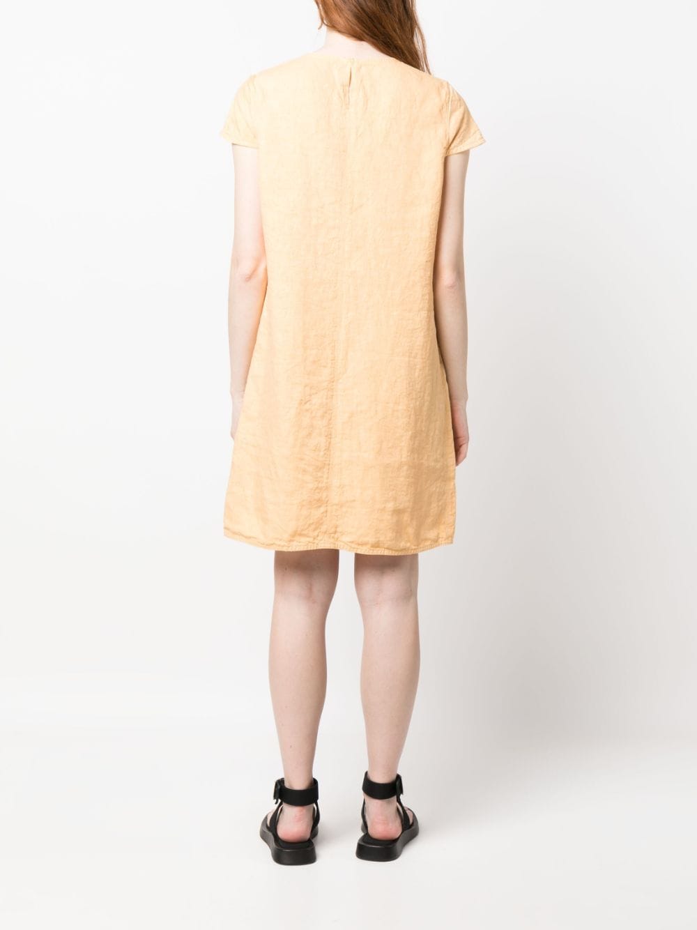 Shop Aspesi Short-sleeve Linen Dress In Yellow