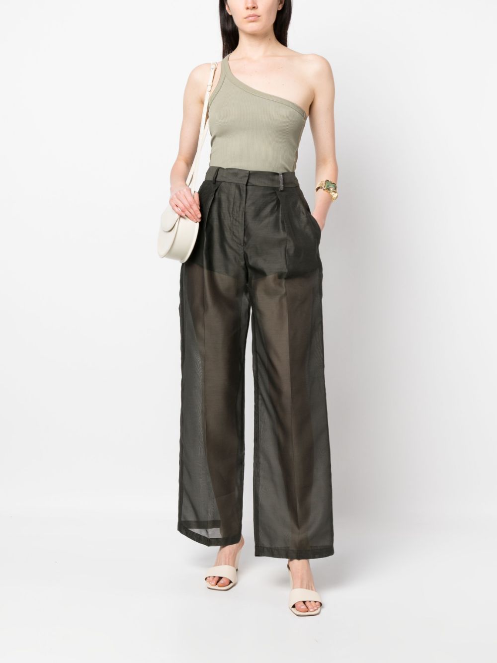 Fabiana Filippi transparent-leg loose-fit trousers - Groen