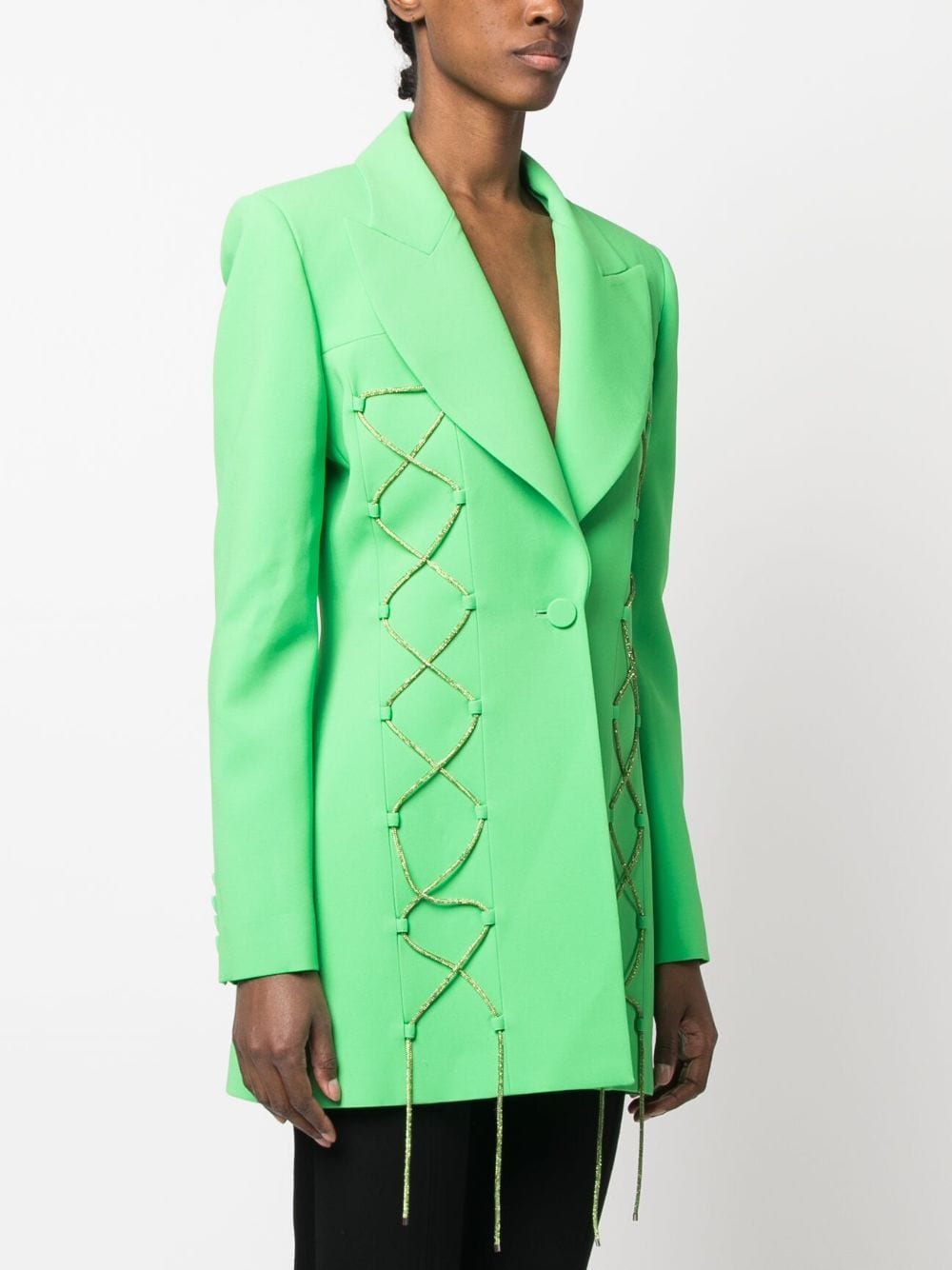 Shop Giuseppe Di Morabito Lace-up Single-breasted Coat In Grün