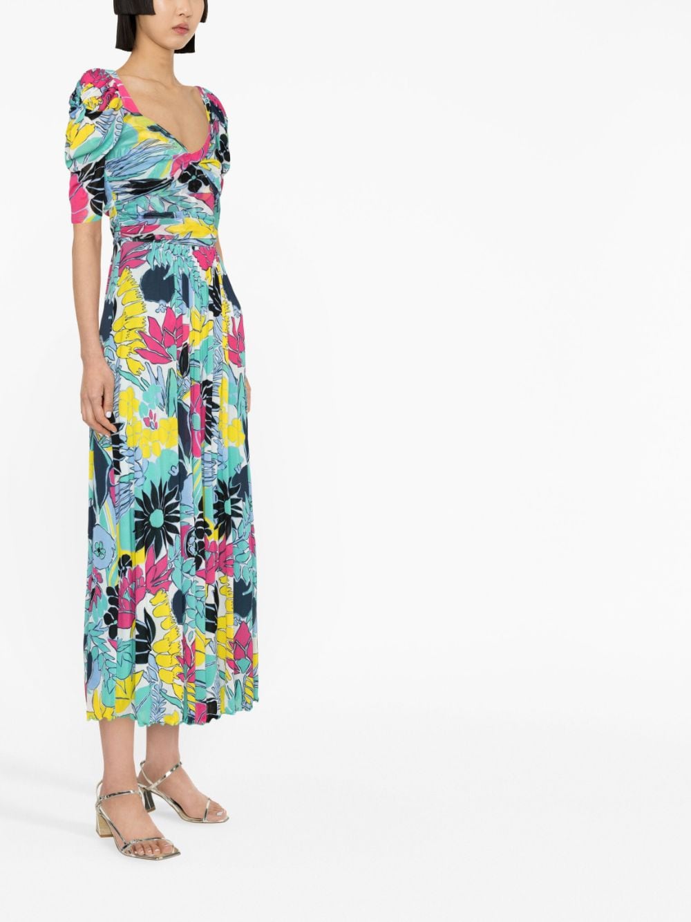 Shop Diane Von Furstenberg Floral-print Short-sleeved Dress In Blue