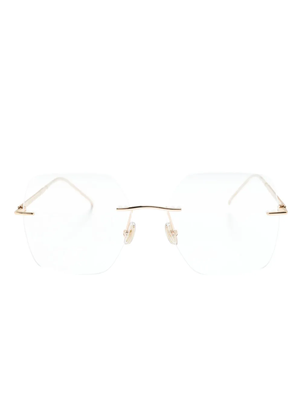 rimless square-frame glasses