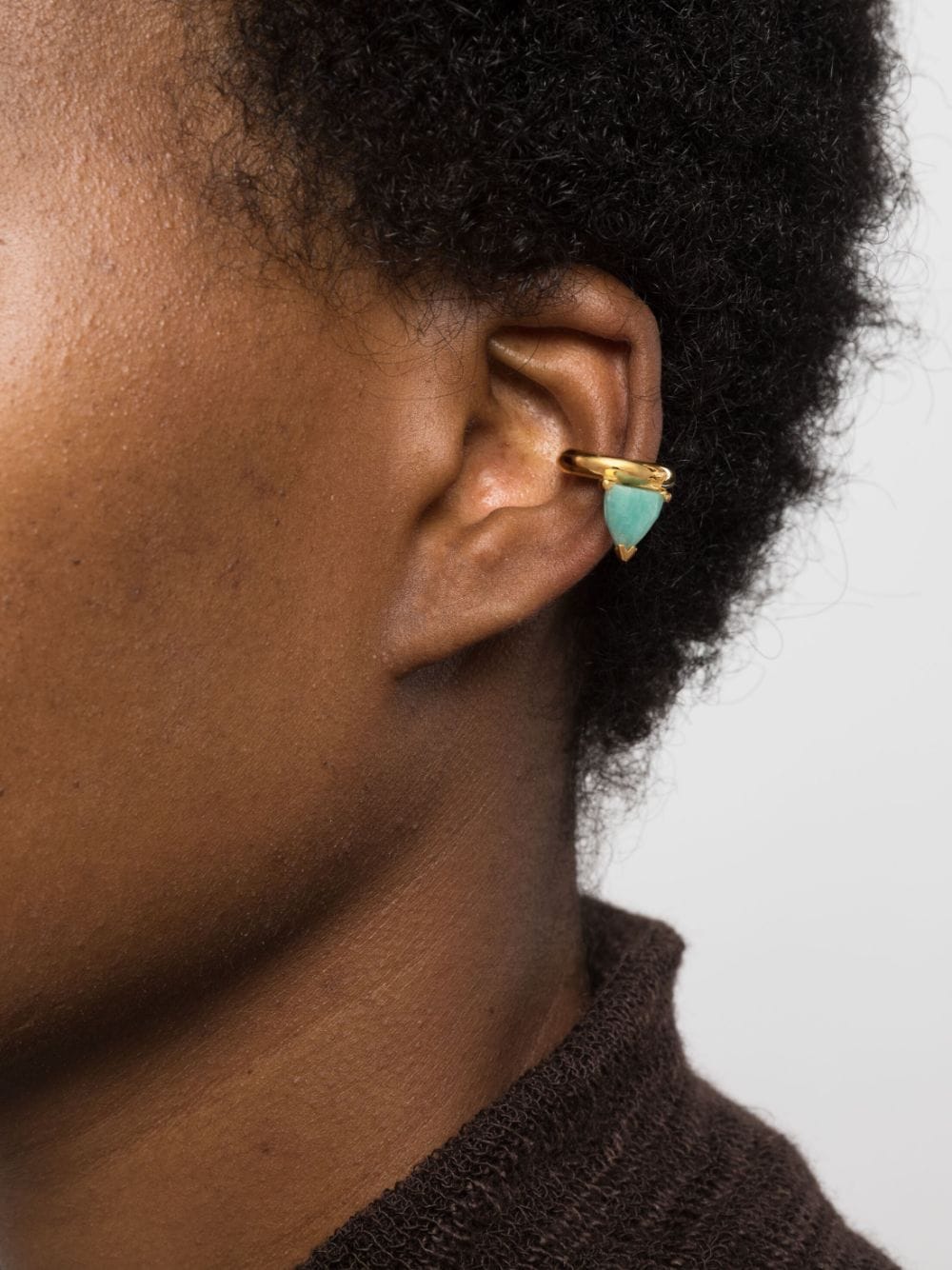 Shop Suot Studio Half Cut Amazonite Ear Cuff In Gold
