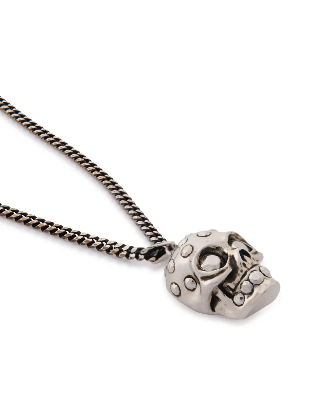 Shop Alexander Mcqueen Skull-motif Chain-link Necklace In Silver