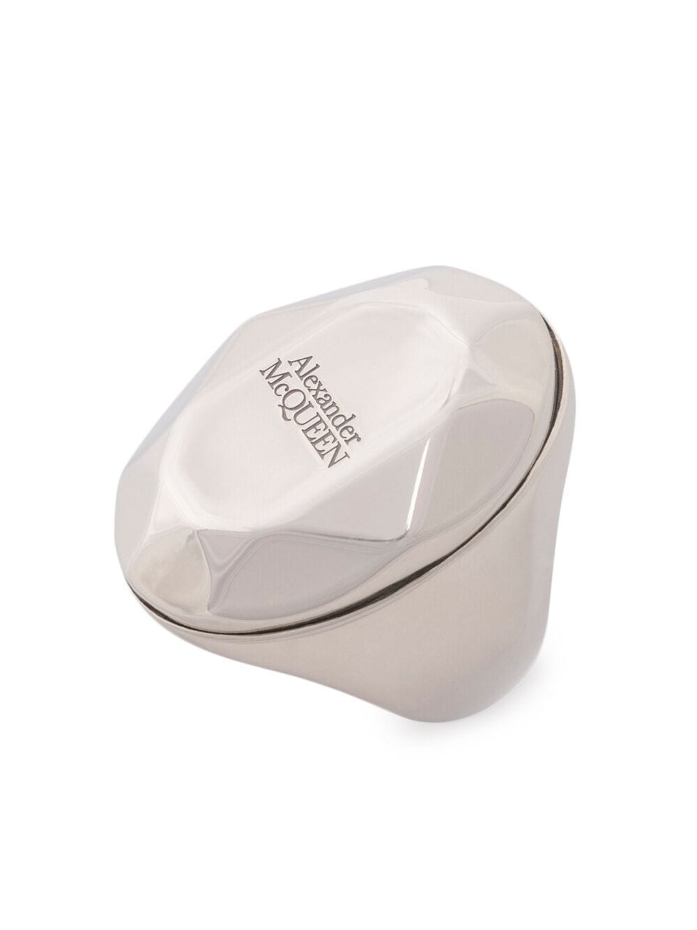 Shop Alexander Mcqueen Faceted Stone Ring In Silver