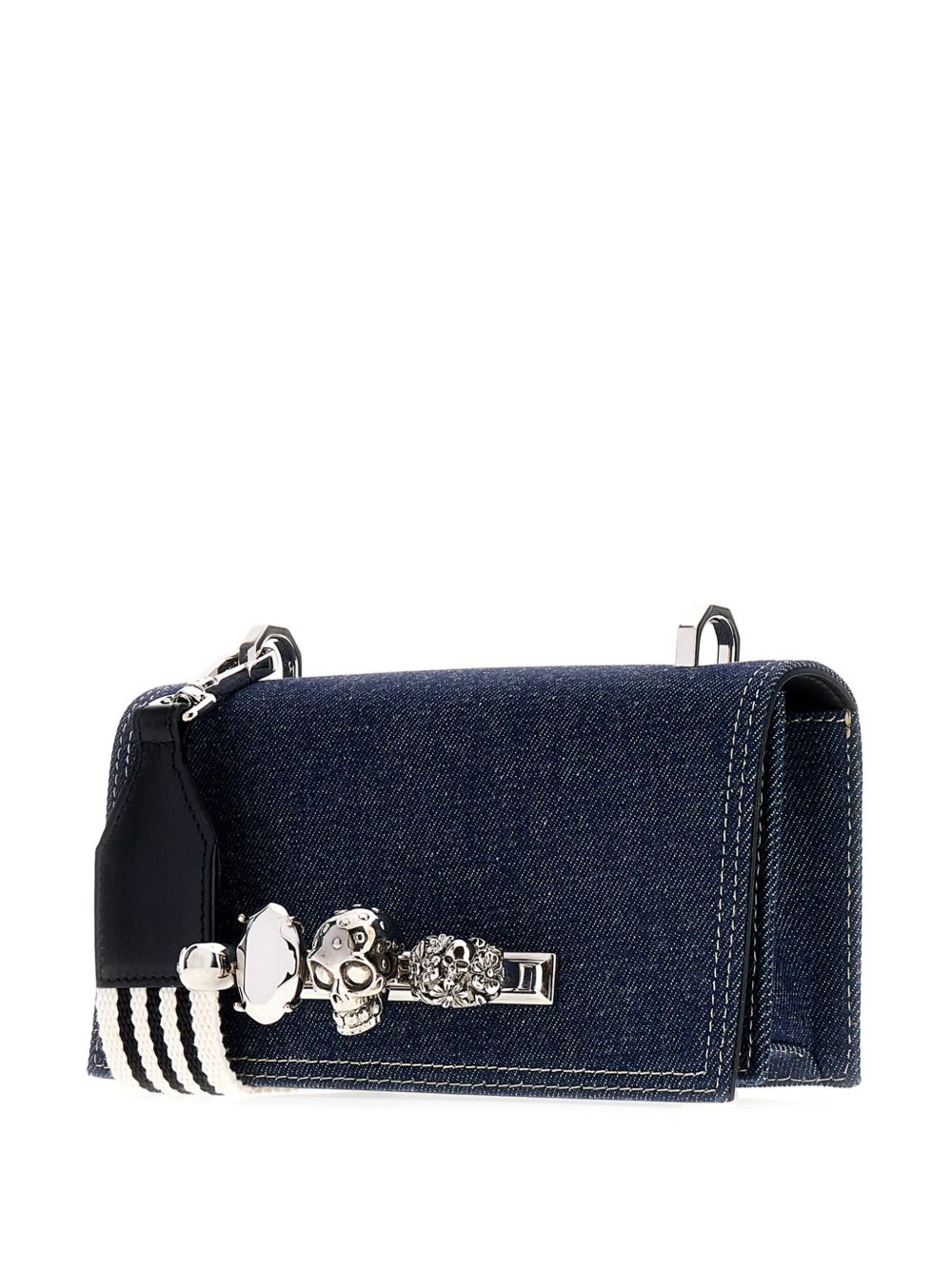 Alexander McQueen charm-embellished denim messenger bag Men