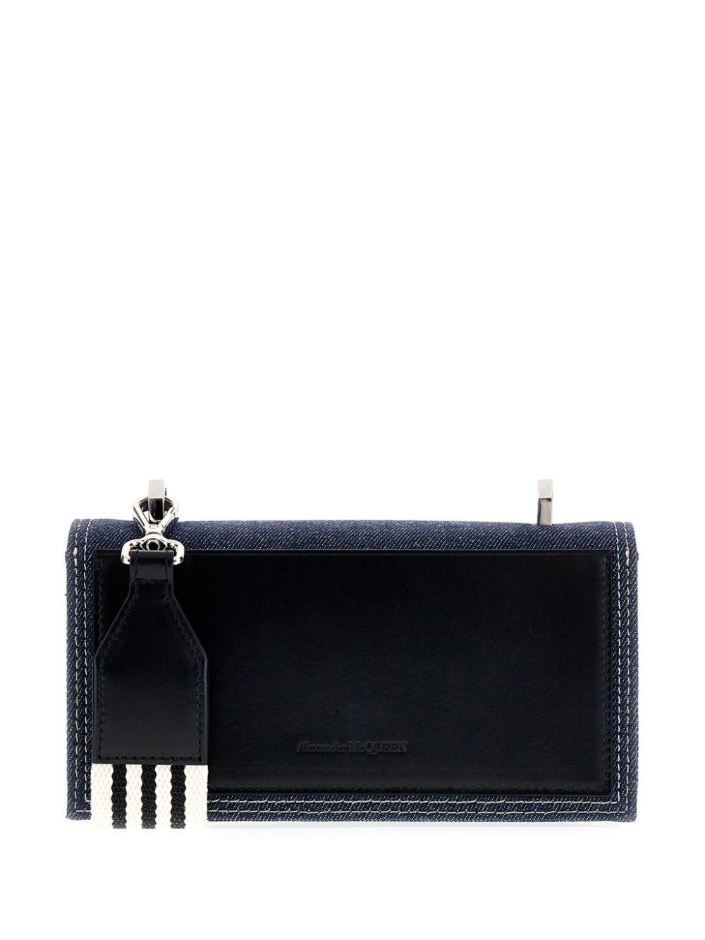 Alexander McQueen charm-embellished denim messenger bag - Blue