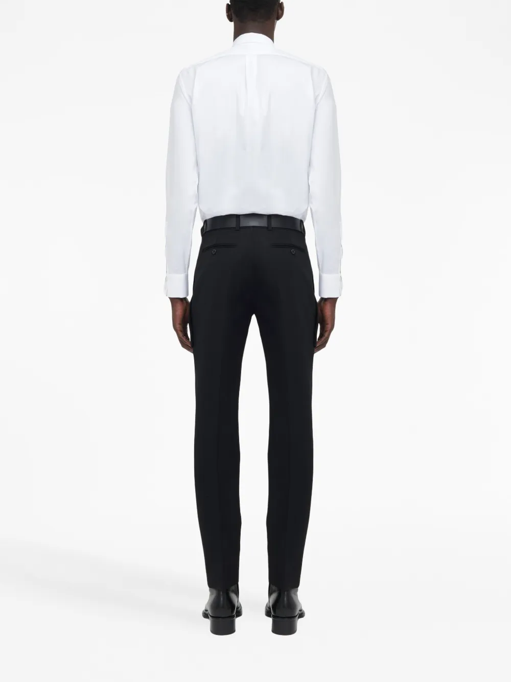 Shop Alexander Mcqueen Mid-rise Tailored Wool Trousers In Black