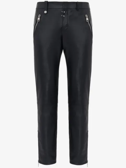 Alexander McQueen leather cropped slim-fit trousers