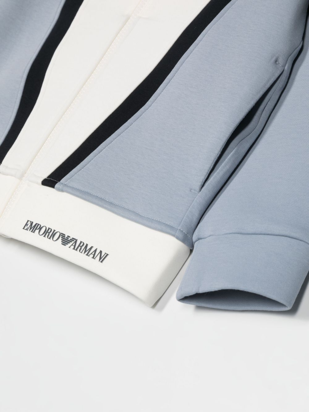 Shop Emporio Armani Colour-block Panel Logo-print Jacket In White