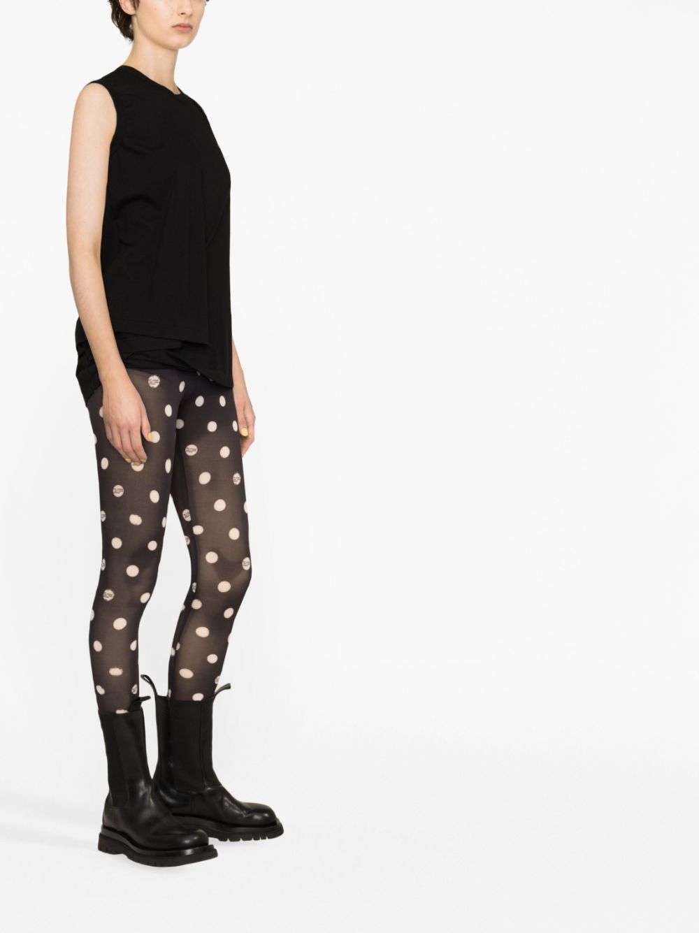 Black polka dot pantyhose, Simons