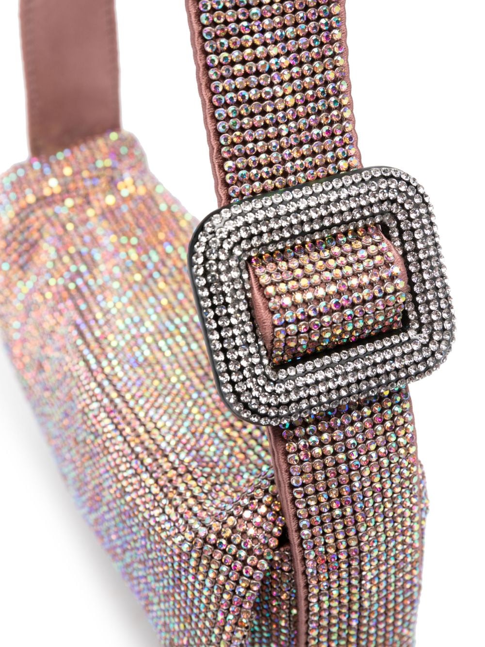 Shop Benedetta Bruzziches Crystal-embellished Iridescent Shoulder Bag In Pink