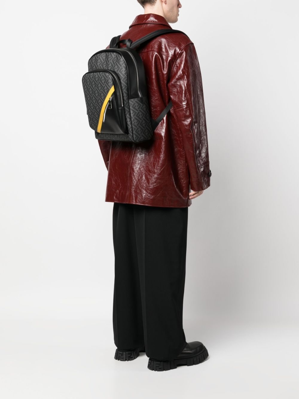 Shop Fendi Monogram-pattern Backpack In Black