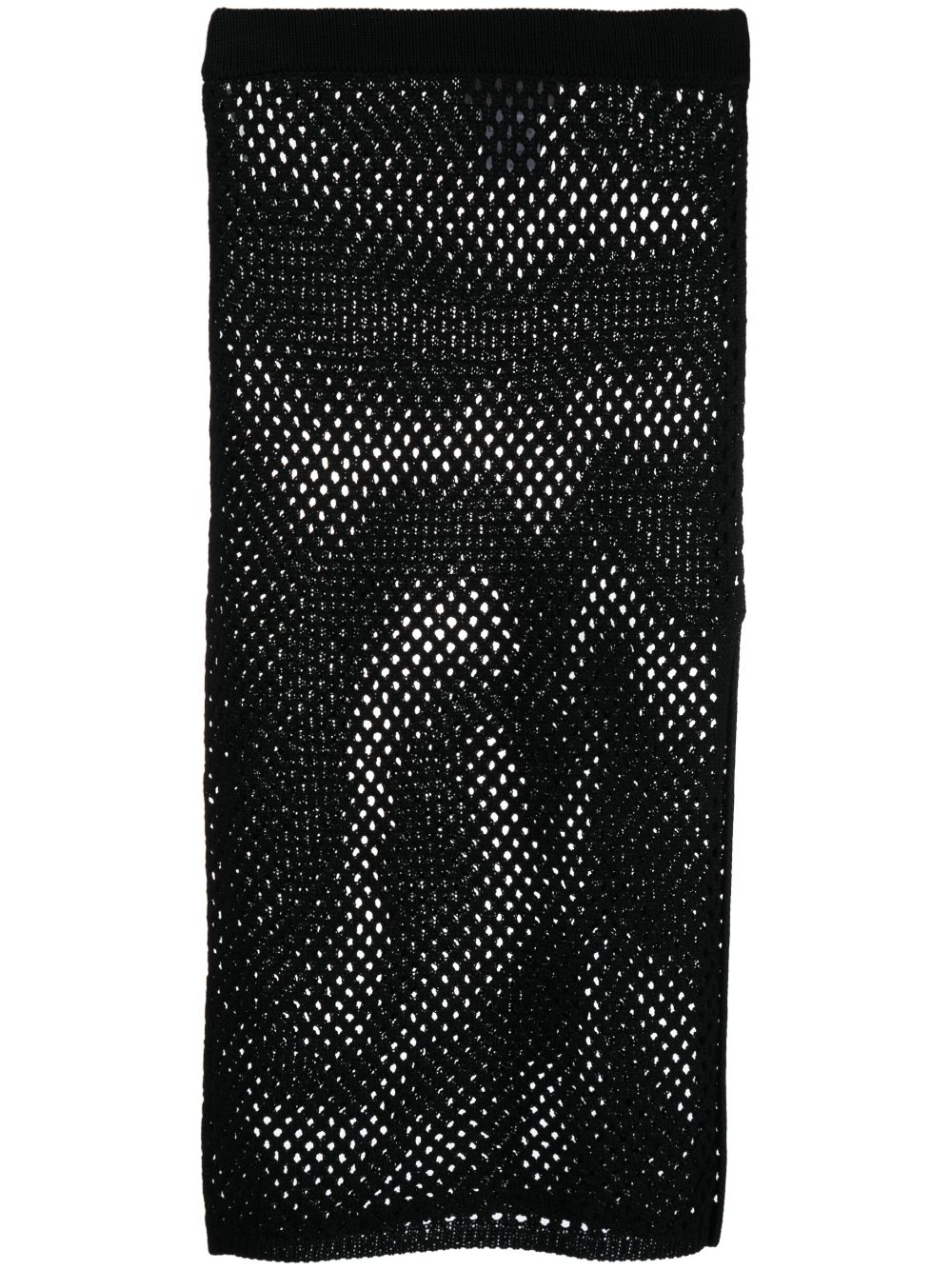 Shop Laneus Perforated Knitted Cotton Skirt In Schwarz