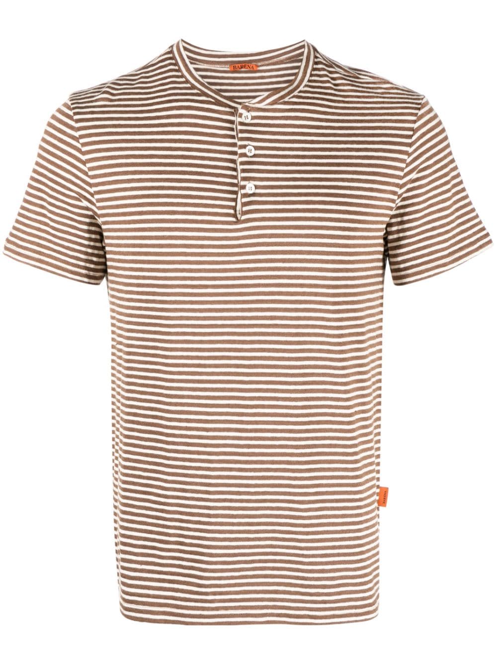 Barena stripe-print band-collar T-shirt - Brown
