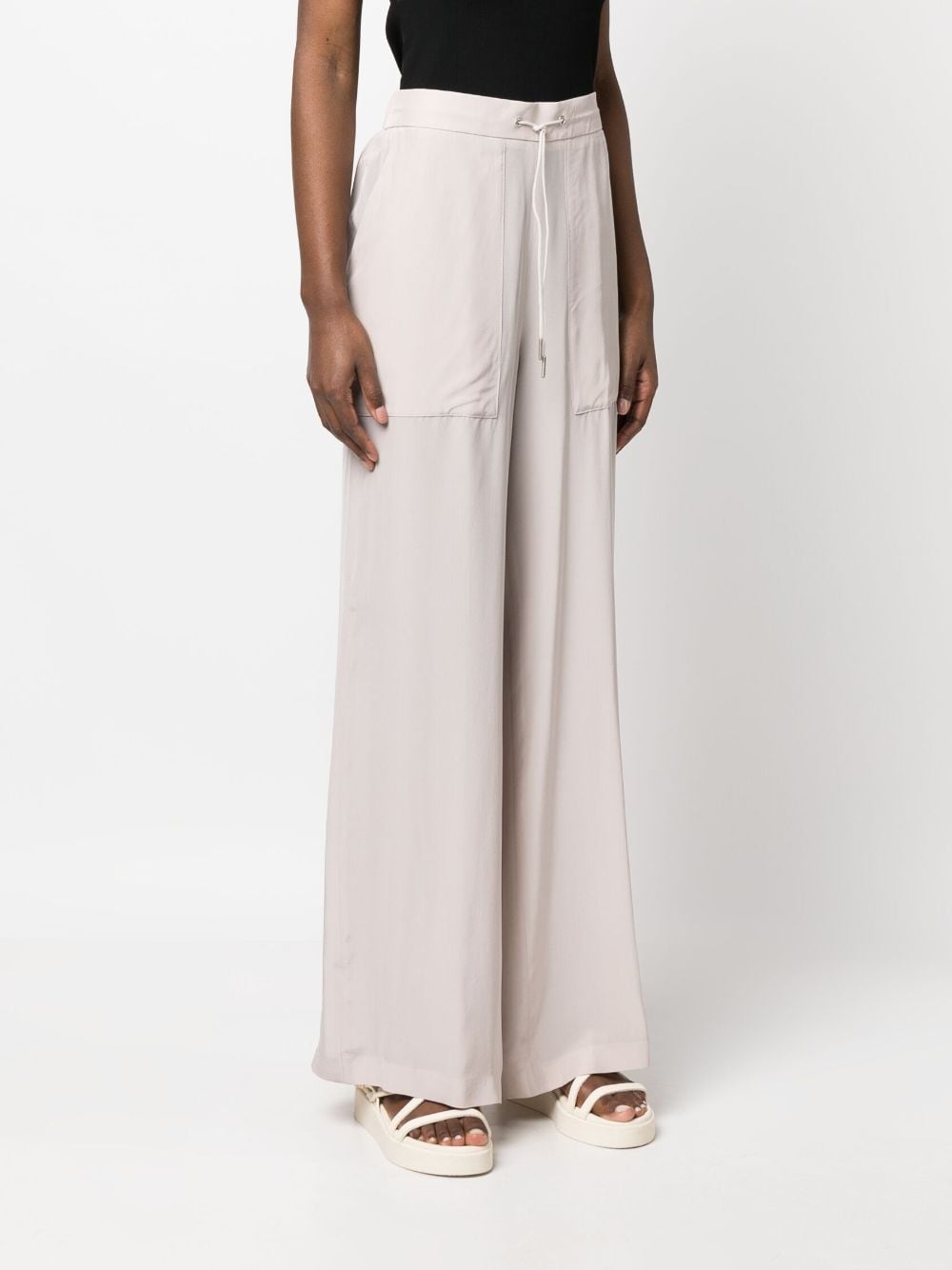 Shop Fabiana Filippi Drawstring-waist Straight-leg Trousers In Nude