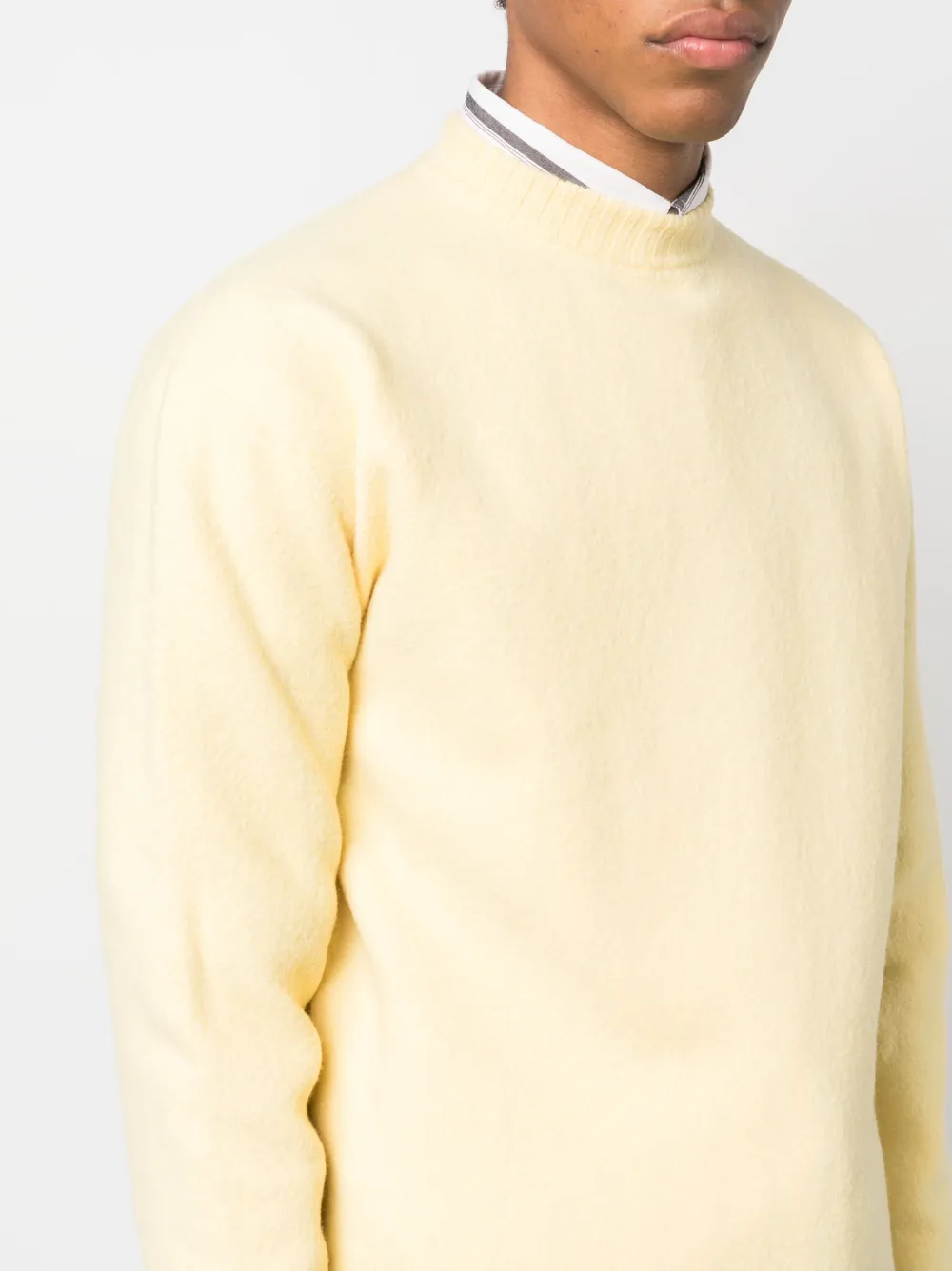 Shop Jil Sander Ribbed-trim Wool Jumper In Yellow